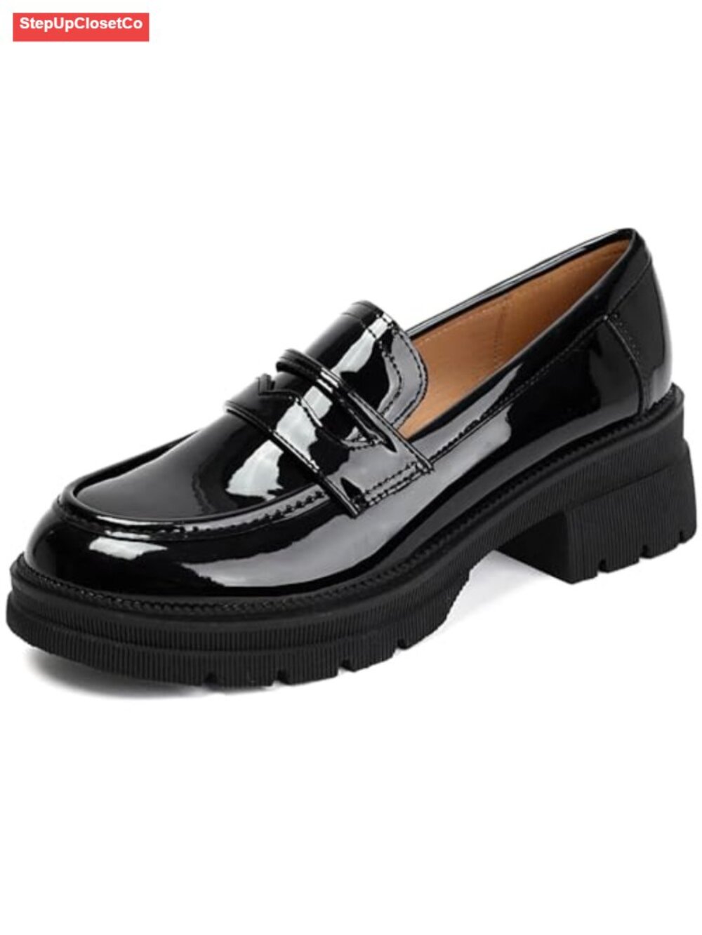 Platform Loafers Faux Leather Slip-On Chunky Work Dress Shoes